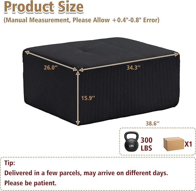 KIGOTY Modular Sectional Sofa, Comfy Cloud Sectional Couch, Soft Ottoman, Modern Boneless Couch for Living Room, No Assembly Required,Black