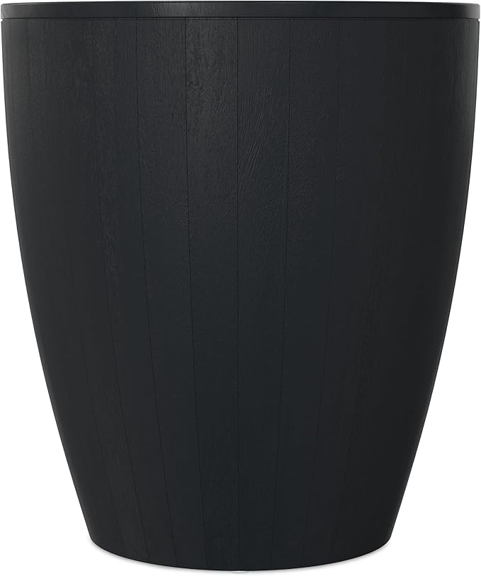 SIMPLIHOME Elmbrook End Table - 21 inch Wide Solid Mango Wood Round Drum Table with Vertical Panel Detailing in Black, Modern Nightstand or Plant Stand for Living Room or Bedroom, Assembled