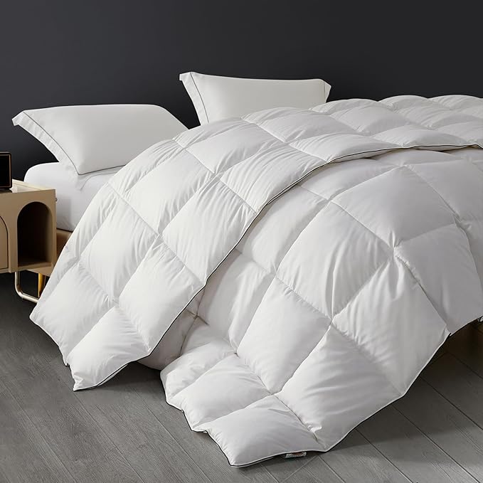 SAPHREAS Feather Down Comforter King Size, All Season White Duvet Insert, Soft 100% Cotton Luxurious Hotel Bedding Comforters with Corner Tabs, 106x90”