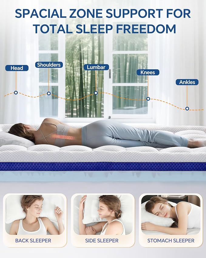 BEDELITE Twin XL Mattress Topper College Dorm Room Essentials, Dual Layer 4 Inch Memory Foam Mattress Topper, Pilow Top Mattress Pad and Premium Gel Foam Mattress, Fits Twin XL Mattress