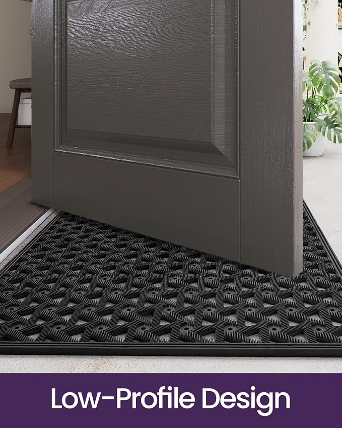 DEXI Front Door Mat Outside Entrance Rubber 24x36, Welcome Floor Doormat Heavy Duty Non Slip, Dirt Trapper Waterproof Exterior Entry Mats All Weather for Patio Entryway Drainage, Black - Image 8