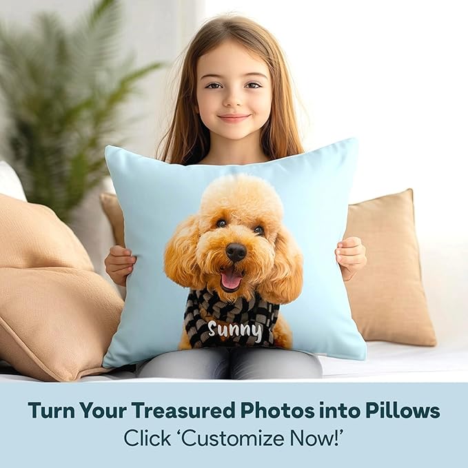 Fabric Textile Products Custom Pillow - USA Made - Personalized Pillows with Pictures - Throw Pillow - Personalized Gift - Red White and Blue - Patriot Gifts - 4th of July Decor (20"x20")