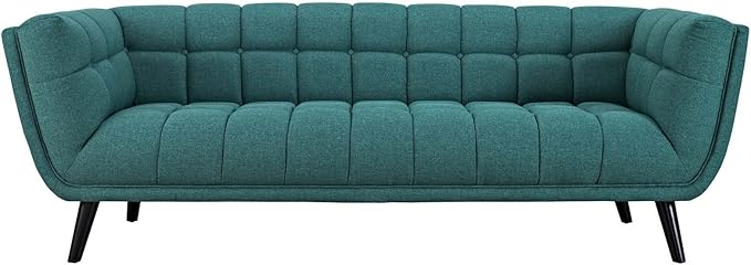 Modway Bestow Upholstered Fabric Button-Tufted Sofa In Teal