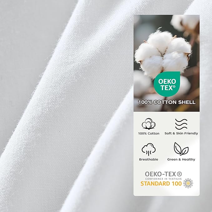 puredown® Goose Feather Down Fiber Comforter Oversized King Size, Lightweight 100% Cotton Duvet Insert Medium Warmth, Cloud Soft Hotel Luxury Collection Bedding Comforters White 116“x98