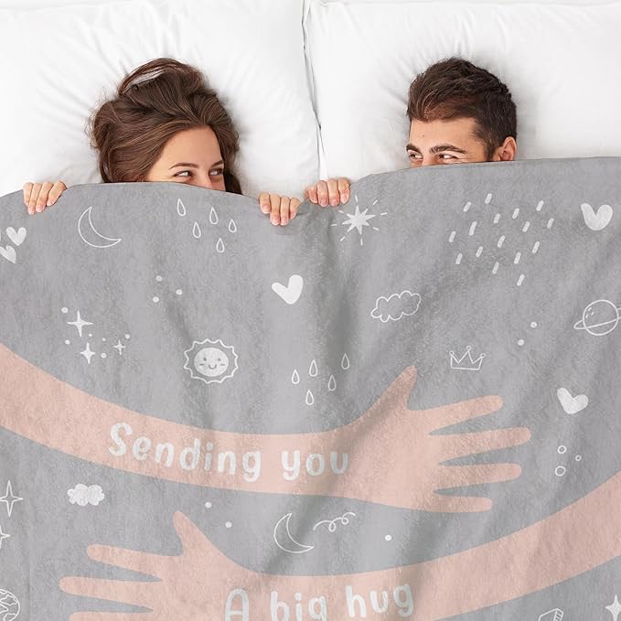 Afterprints Get Well Gifts for Women Men, Hug/Healing Blanket, Thinking of You/Cancer Care/Sympathy/After Surgery Gifts for Friends, Sister, Coworkers, Soft Throw Blankets 50'' x 60''