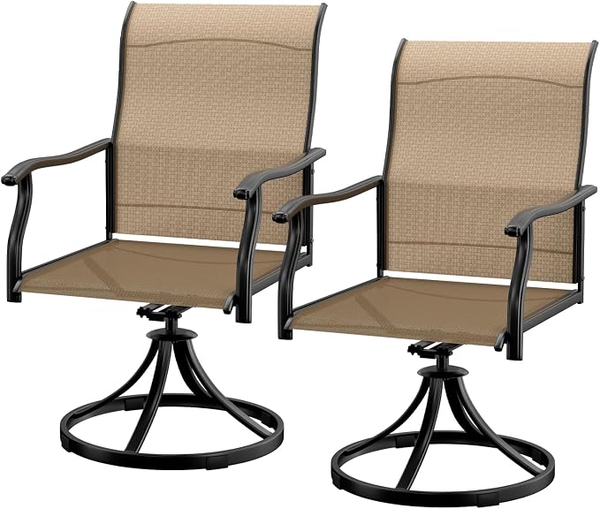 LEVELEVE 2-Piece Swivel Dining Chairs, Outdoor Patio Bistro Chairs for Lawn, Garden, Deck, Backyard & Porch (Matching Series for 5-Piece Set) by Enjoyyourlife