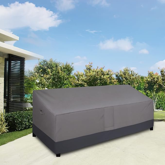 Easy-Going Waterproof Outdoor Couch Cover, Heavy Patio Furniture Sofa Cover Windproof Durable (104Wx40Dx33H inch,Gray/Dark Gray) - Image 2
