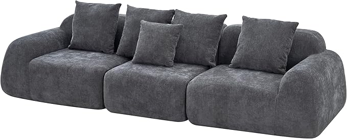 116-Inch Oversized Modular Compressed Sectional Couches 4 Pieces Modular Boneless Sofas with 7 Pillows,Modern Minimalist Corner Cloud Sofa Comfy Chenille Deep Seat Foam Couch