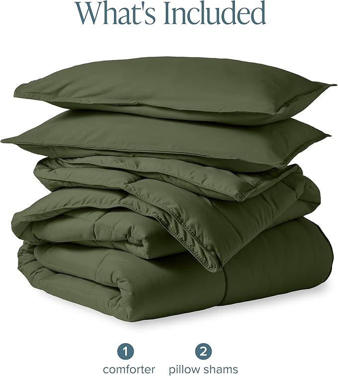 Bare Home Comforter Set - Oversized Queen Size - Ultra-Soft - Goose Down Alternative - Premium 1800 Series - All Season Warmth (Oversized Queen, Cypress)