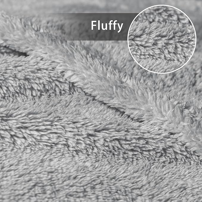 Exclusivo Mezcla Queen Size Blanket for Bed, Super Soft Velvet Plush Fleece Blankets, Fuzzy Cozy and Warm for Winter, 90x90 Inches, Light Grey