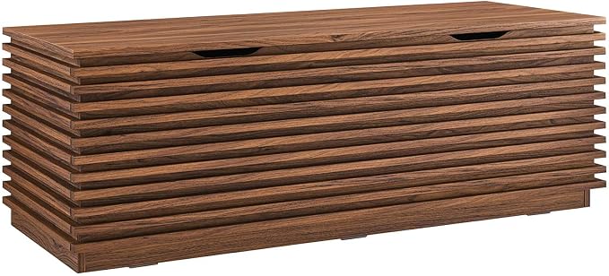 Modway Render 47" Wood Grain Storage Bench in Walnut by Modway