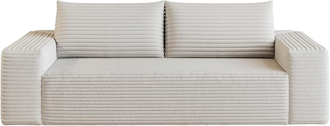 63" Cloud Loveseat Boneless Sofa Couch in a Box, No Assembly Required 2 Seater Foam Compression Couches, Modern Living Room Floor Sofa Couch Corduroy Small Love Seat