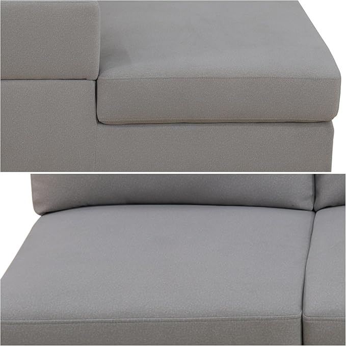 Sectional Couches for Living Room Furniture, 4 Seat L Shaped Couches with Ottoman, Modular Sectional Sofa for Apartment Furniture Sets, Grey