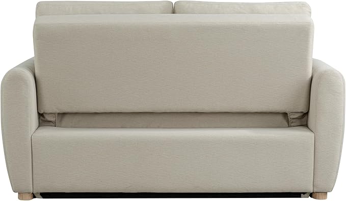 Serta Galway 66.5" Convertible Sleeper Loveseat, Full Size, Dreamcoil Comfort, FingerGuard Pinch Point Protection, Soft Woven Fabric, Beige