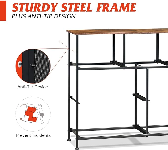 WLIVE 7 Drawer Dresser TV Stand, Entertainment Center, Media Console Table with Metal Frame and Wood Top for TV up to 45 inch, Chest of Drawers for Bedroom, Living Room, Black and Rustic Brown - Image 8