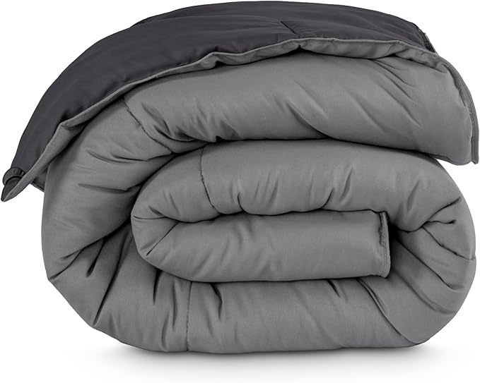 Bare Home California King Comforter - Reversible Colors - Goose Down Alternative - Ultra-Soft - Premium 1800 Series - All Season Warmth - Bedding Comforter (California King, Grey/Forged Iron Grey)