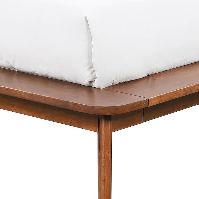 Furniture of America Wyatt Modern Solid Wood Bedroom Collection with Queen Bed Frame and Nightstands Set of 2, No Box Spring Needed, Walnut, Boucle Wingback Low Profile, 3-Piece Set