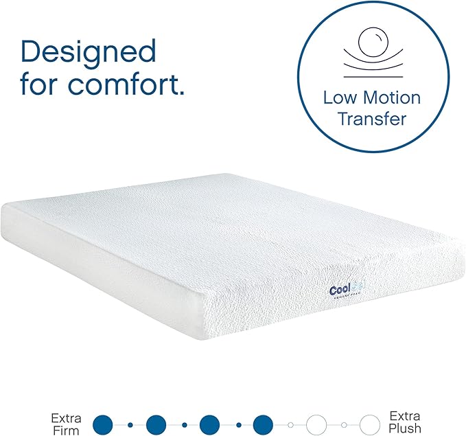 COOL GEL 8 Inch Short Queen Memory Foam Mattress Medium Firm, Memory Foam Mattress Short Queen Size Cooling, Made in the USA, 8" Depth with Pressure Relief, CertiPUR-US Certified, CoolGel Bed