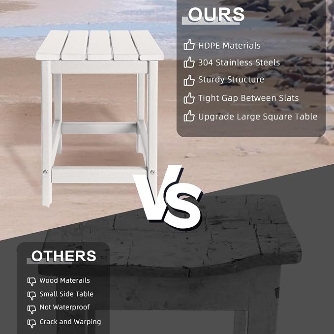 GARDENSTAR Outdoor Side Tables Adirondack, HDPE Small Table for Patio,Outside End Table for Porch, Deck, Pool, Weather Resistant/Easy Maintenance - Image 5