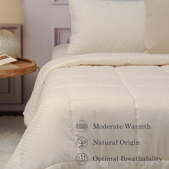 CUDDLE DREAMS Wool Comforter Duvet Insert, 100% Australian Wool Filling with Soft Noiseless Cotton Shell, Natural Warmth (Midweight for All Season, Twin)