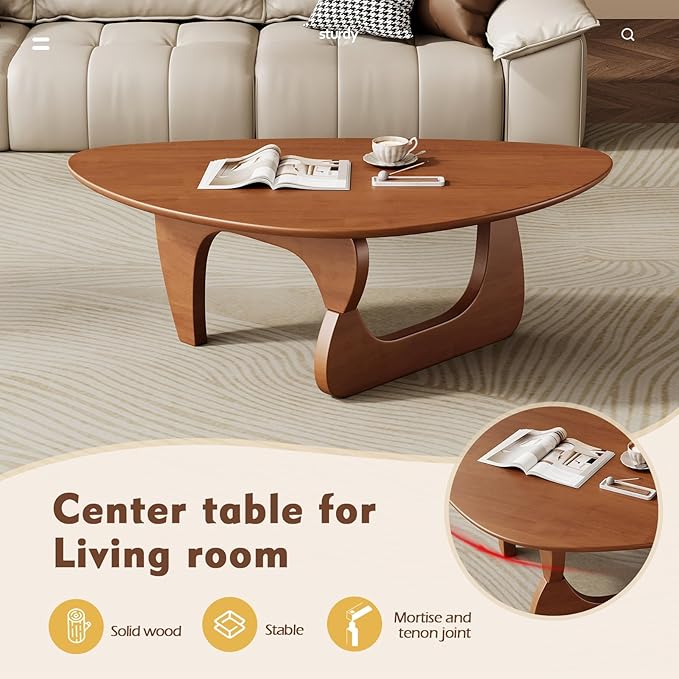 Mid Century Modern Coffee Table - Walnut Wooden Coffee Table for Living Room,Center Table Suitable for Bedroom Living Room Reception Office Tables (Walnut, Medium 39.5 * 27 * 16in)