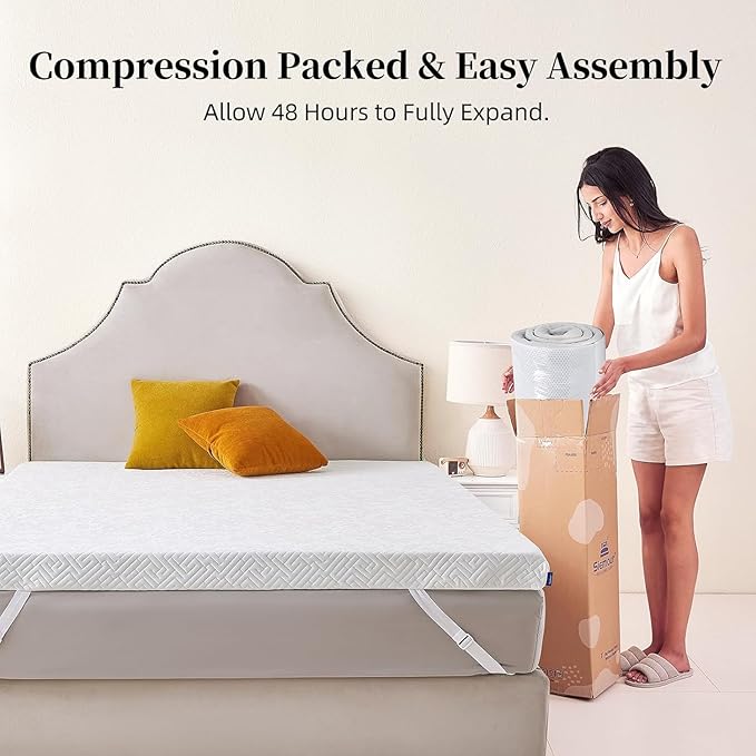 2 inch Memory Foam Mattress Topper Twin Size Bed, Gel Infused Memory Foam Mattress Pad with Cover for Back Pain Relief, 38x75 Inches