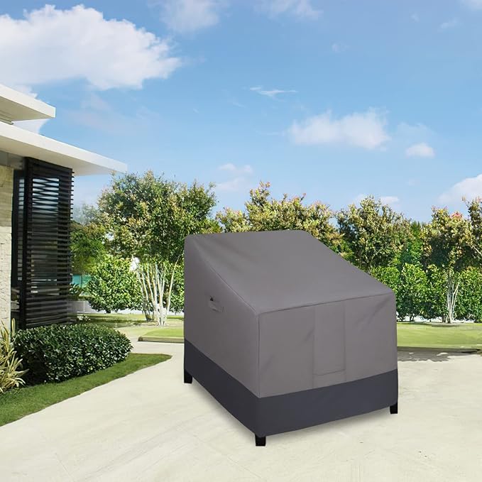 Easy-Going Outdoor Chair Cover Waterproof, Heavy Duty Patio Chair Cover, Windproof Outdoor Furniture Cover with Air Vent (2 Pack-35Wx38Dx31H inch, Gray/Dark Gray) - Image 2