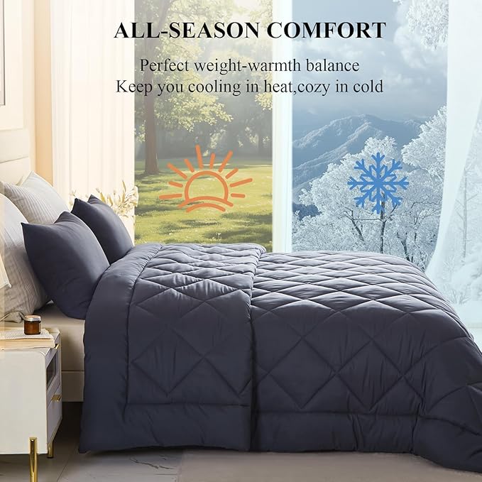 132x120 Alaskan King Comforter, Extra Large King Size Comforter Oversized, All Season Soft Lightweight Quilt Down Alternative Duvet Insert with 8 Corner Tabs(120x132, Grey)