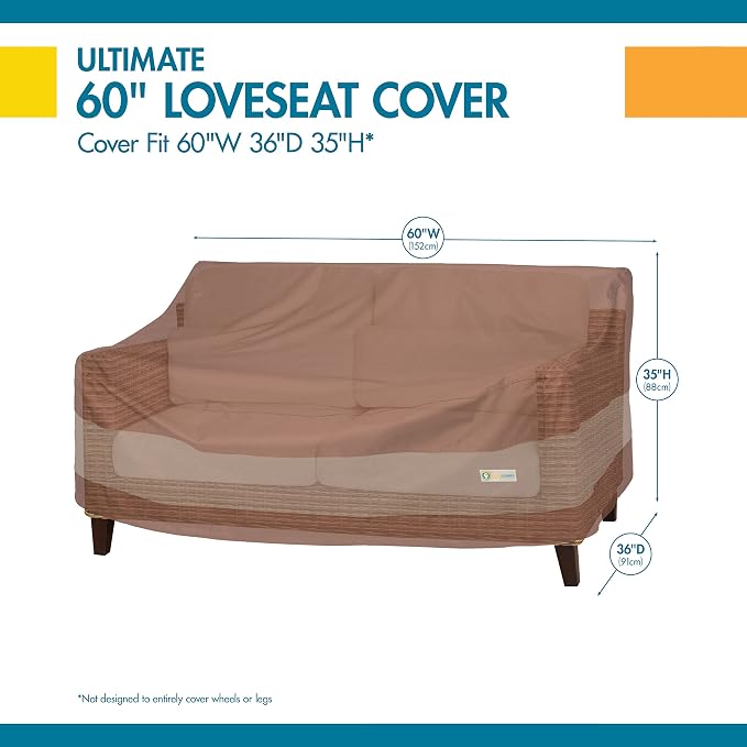 DUCKCOVERS ULV623835 Ultimate Patio Loveseat Cover, 62 "W x 38" D x 35" H, Mocha Cappuccino, Patio Furniture Covers - Image 3