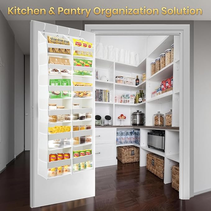 HOMELUX THEORY UPGRADED 6 Tiers Over The Door Organizer Hanging - 100D EXTRA THICK & 50lbs HUGE CAPACITY, 12 Side Mesh Pockets Over The Door Shoe Organizer, Hanging Closet Organizer (Light Gray, XL) - Image 7