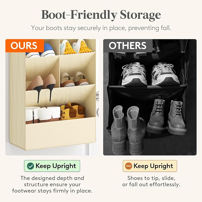 Lifewit 8 Tier Over the Door Shoe Organizer with 15 Large Deep Pockets, Fabric Hanging Shoes Shelf for Closet, Dorm Storage, Fit Up to 16 Pair Shoe Rack Holder for Sneakers, Boots, Beige - Image 4