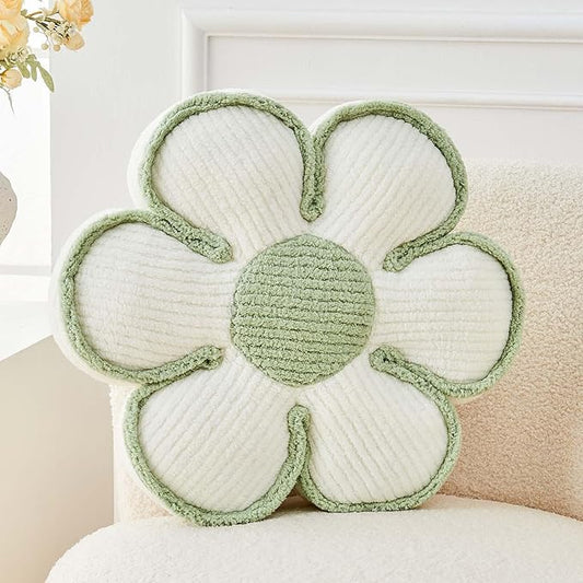 Kcvvcr Flower Pillow, Soft Flower Decorative Throw Pillow, Cute Daisy Flower Shaped Seating Floor Cushion Room D??cor Plush Pillows for Sofa Couch Bed (13.7 Inch, White)