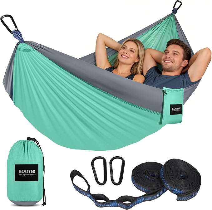 Kootek Camping Hammock, Portable Hammocks with Tree Straps & Attached Carry Bag, Camping Essentials Gear, Perfect for Outside Indoor Hiking Beach Backpack Travel by Kootek