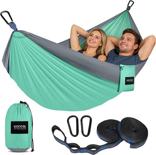 Kootek Camping Hammock, Portable Hammocks with Tree Straps & Attached Carry Bag, Camping Essentials Gear, Perfect for Outside Indoor Hiking Beach Backpack Travel by Kootek