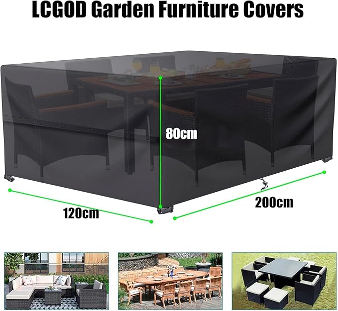 Patio Furniture Cover ,Waterproof Outdoor Sectional Couch Set Covers ,General Purpose, Outside Table and Chair Covers,Rectangular Heavy Duty Weatherproof 78"Lx62"Wx32"H - Image 2