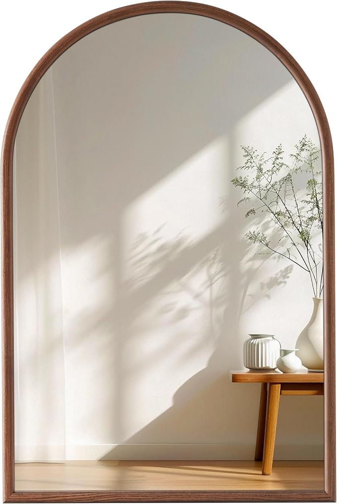 24"x36" Arch Wall Mirror for Wall, Wall Mounted Vanity Mirror for Bedroom, Wood Grain Finish Frame Mirror with Tempered Glass, Vintage Decorative for Bathroom, Entryway, Living Room, Walnut by Acovy