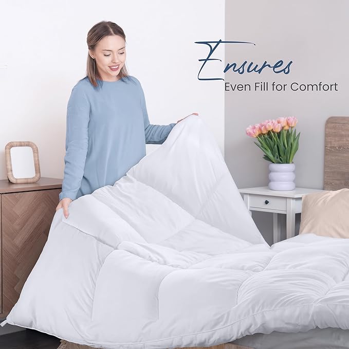 Utopia Bedding Comforters Full Size, All Season Duvet Insert, Down Alternative Box Stitched Bed Comforter with Corner Tabs, Machine Washable (White, Pack of 4)