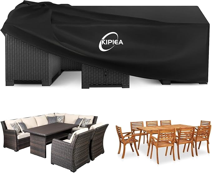 Kipiea Outdoor Furniture Covers Waterproof, 420D Heavy-Duty Patio Furniture Set Covers, No Tears Anti UV No Fading (98" L×83" W×36" H) by Kipiea