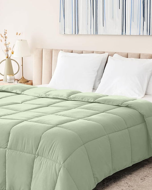 Down Alternative Comforter Twin Size - Green Comforter Fluffy All Season Winter - Luxury Breathable Light Green Comforter - Twin Sage Green 68x86 inches