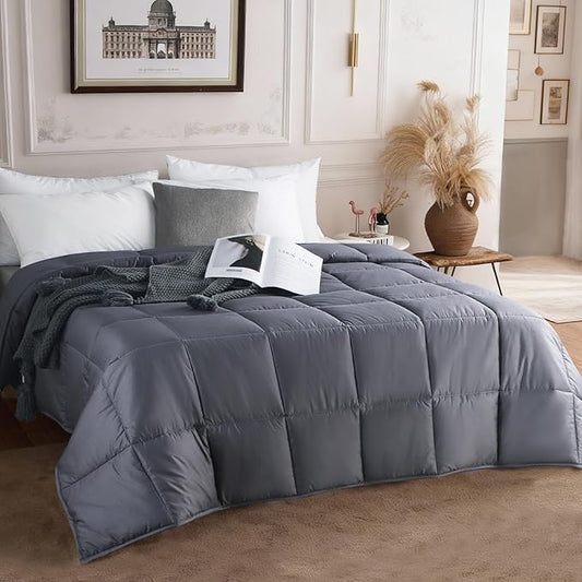 All Season Wool Comforter Duvet Insert King Size, Ultra-Soft Wool Filling Duvet, Noiseless Cotton Shell, Medium Weight Washable Comforter(Dark Gray)