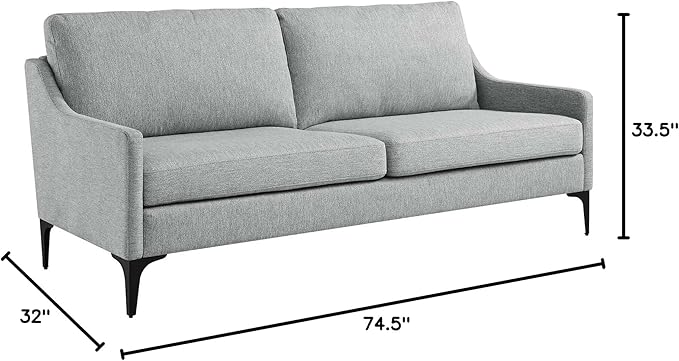 Modway EEI-6019-LGR Corland Upholstered Fabric Sofa, Light Gray