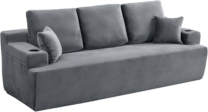 87'' Cloud Loveseat Sofa Couch in a Box with Cup Holders and Side Pockets, 3 Seater High-Density Foam Boneless Love Seat with Deep Seating for Living Room | Breathable material, Anti-slip