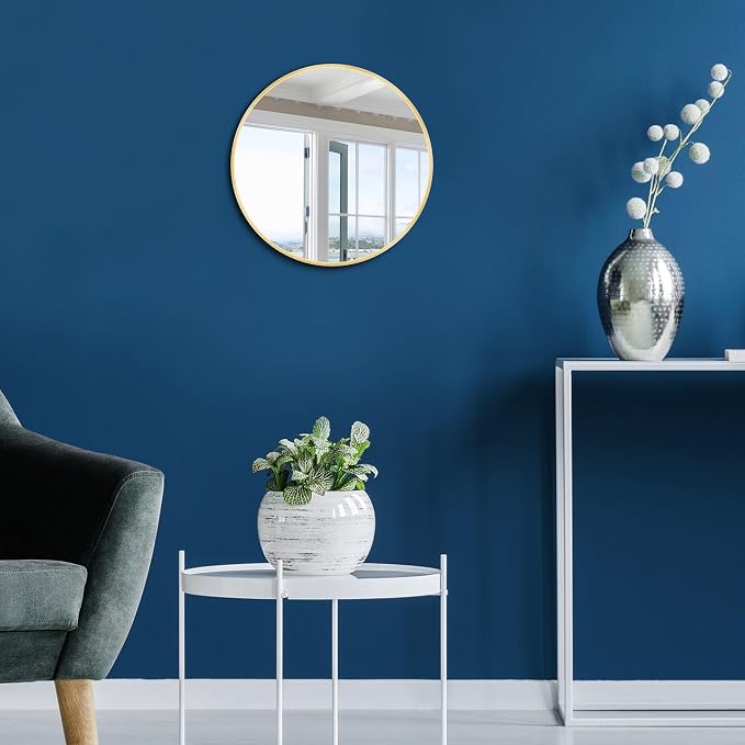 Itrue 12 Inch Small Round Wall Mirror, Gold Metal Frame Decorative Circle Mirror with Wall Mount Hook for Bathroom Bedroom Entryway – Accent Mirror, Not Full Size - Image 3