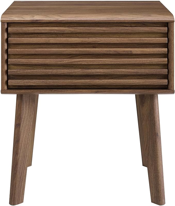 Modway Render Mid-Century Modern End Table or Nightstand in Walnut - Image 6