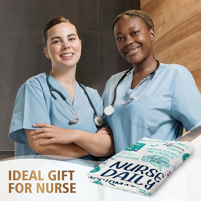 Craftique Nurse Gifts for Women Men, Nurses Week/Day/Appreciation Gifts- Soft Nurse Blanket with Daily Affirmations- LPN RN Gifts for Nurses, Nursing School Graduate Birthday Gifts