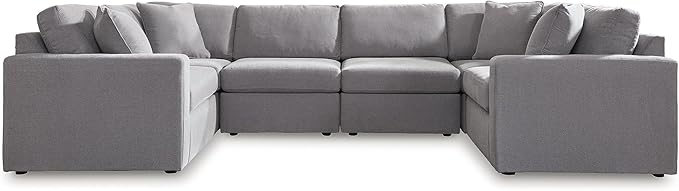 Signature Design by Ashley Modmax Contemporary Stain Resistant 6-Piece Sectional with Armrest, Throw Pillows and Reversible Cushions, Gray