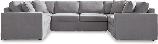Signature Design by Ashley Modmax Contemporary Stain Resistant 6-Piece Sectional with Armrest, Throw Pillows and Reversible Cushions, Gray