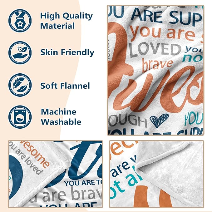 Inspirational Get Well Blanket – Super Soft Healing Throw for Women, Perfect Cancer Care Gift for Mom or Adults Recovering from Surgery 50"x60"