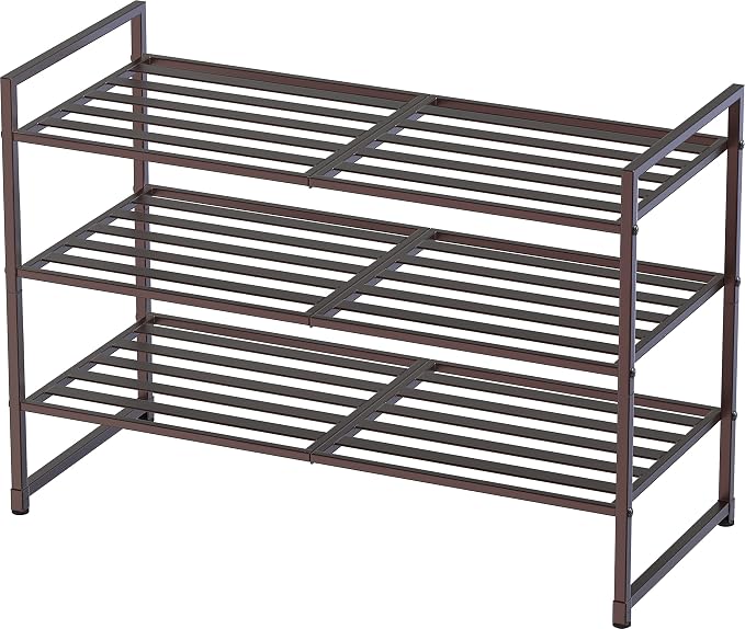 Simple Houseware 3-Tier Stackable Metal Panel Shoes Rack, Bronze by SimpleHouseware
