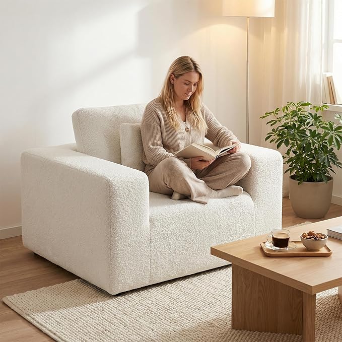 Life Balance Modular Sectional Sofa for Living Room, Modular Design Easy to Assemble, Cloud Soft Fabric, White (Sherpa Fabric)